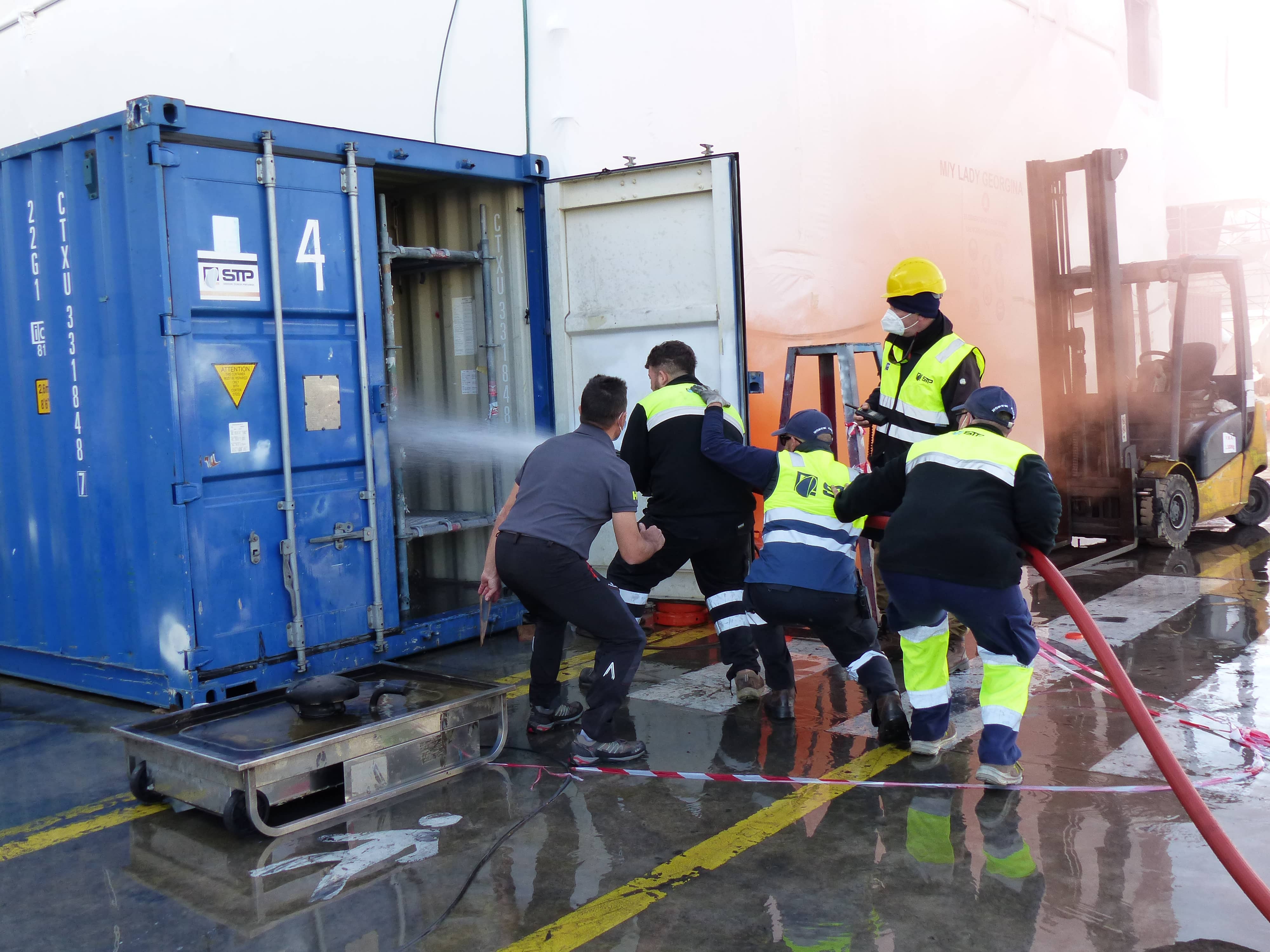 stp shipyard, simulacro de incendio, situación emergecia, incendio embarcación, varadero